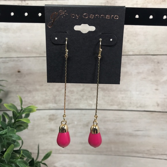 Gennaro Jewelry - G for Gennaro Gold Tone Chain Pink Drop Earrings